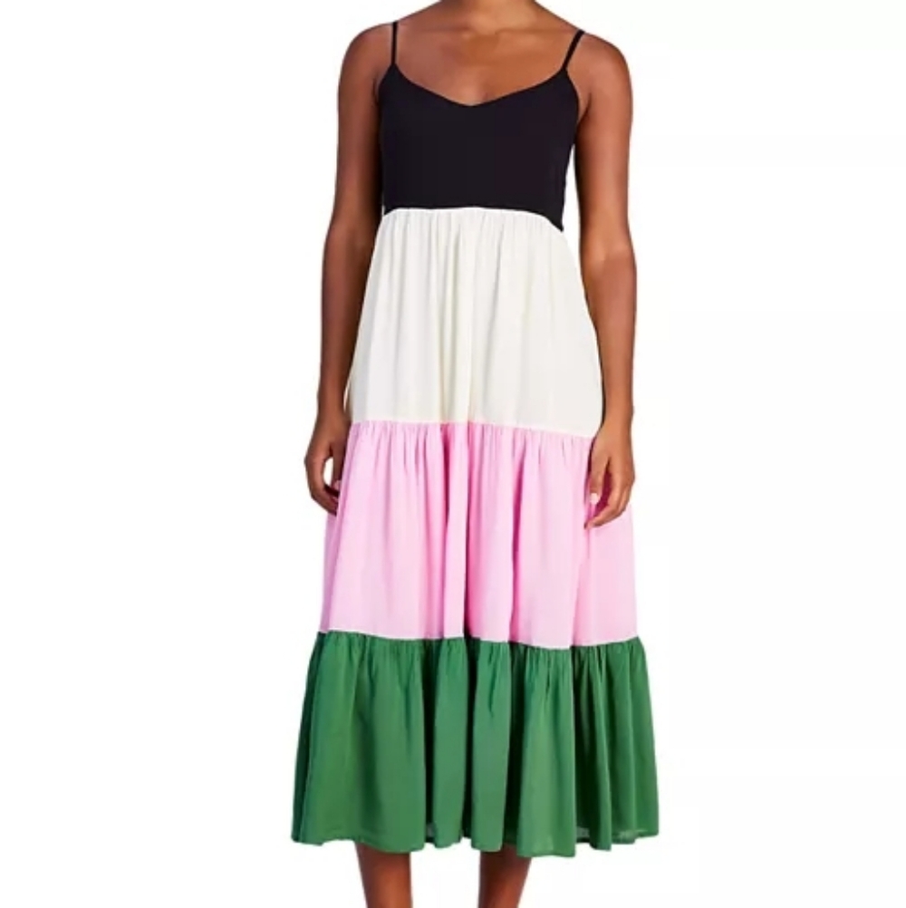kate spade new yorkColor Block Tiered Midi Dress Swim Cover-Up Women's Size M